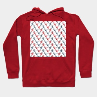 Red and Navy Blue Nautical Stars Hoodie